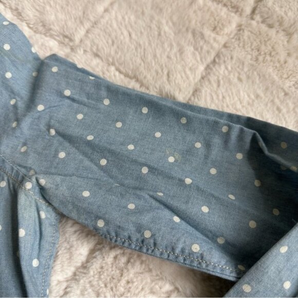 Madewell | Blue & White Polka-dot Chambray Button-Down Blouse | Size Small - Picture 8 of 12